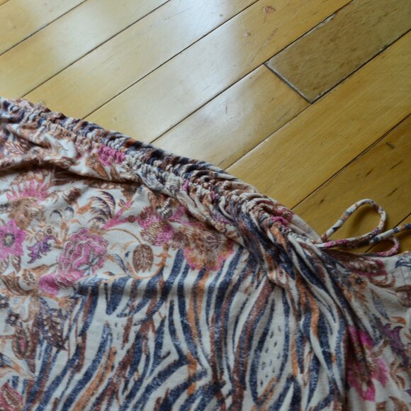 ANTHROPOLOGIE DAILY PRACTICE RUCHED SHORT T-SHIRT TEE KNIT DRESS PINK FLORAL M - Picture 5 of 12